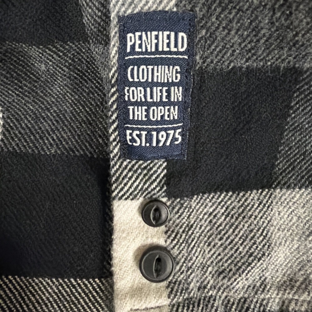 Womens Penfield M Flannel Black Plaid Double Flap Pockets LOGO Hudson Laundry Co - Picture 7 of 14